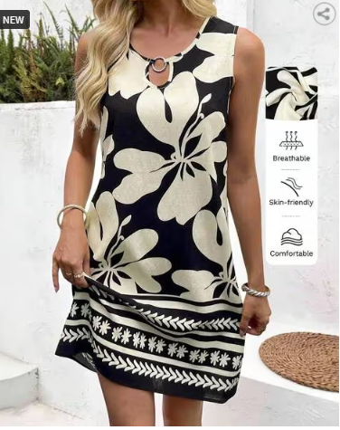INDIE PICKS Floral Print Open Back Loose Mini Dress