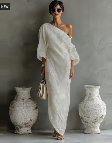 LULU & SKY Women One-Shoulder Kaftan Dress