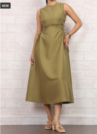 Shein Sleeveless Side Lace-Up Detail Fit & Flare Dress