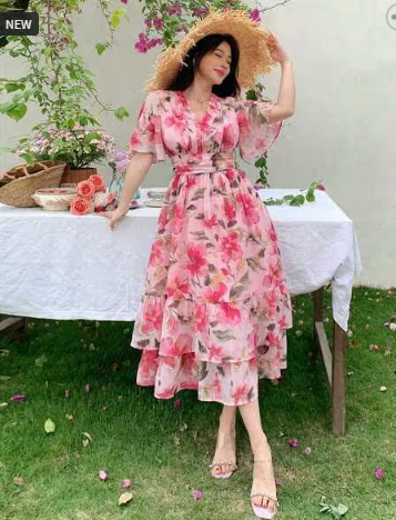 FABNEX Women Floral Print Tiered Dress