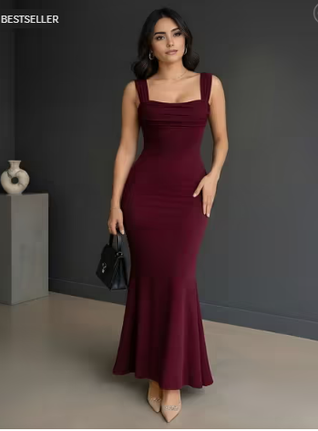 FYRE ROSE Women Square-Neck Sheath Maxi Dress