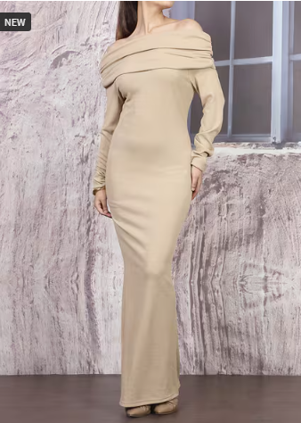 SHEIN Off Shoulder Ruched Overlay Detail Bodycon Dress