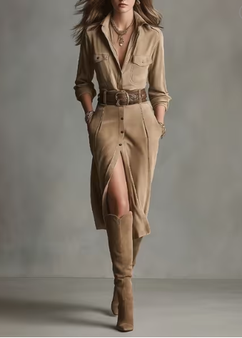 LULU & SKY Women Midi Length Shirt Dress