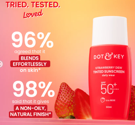 Strawberry Dew Tinted Sunscreen, In-Vivo Tested SPF 50+ PA++++